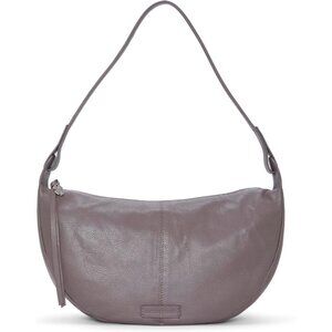 Seth Women's Deep Taupe Leather Crescent Shoulder Bag Zipper Closure